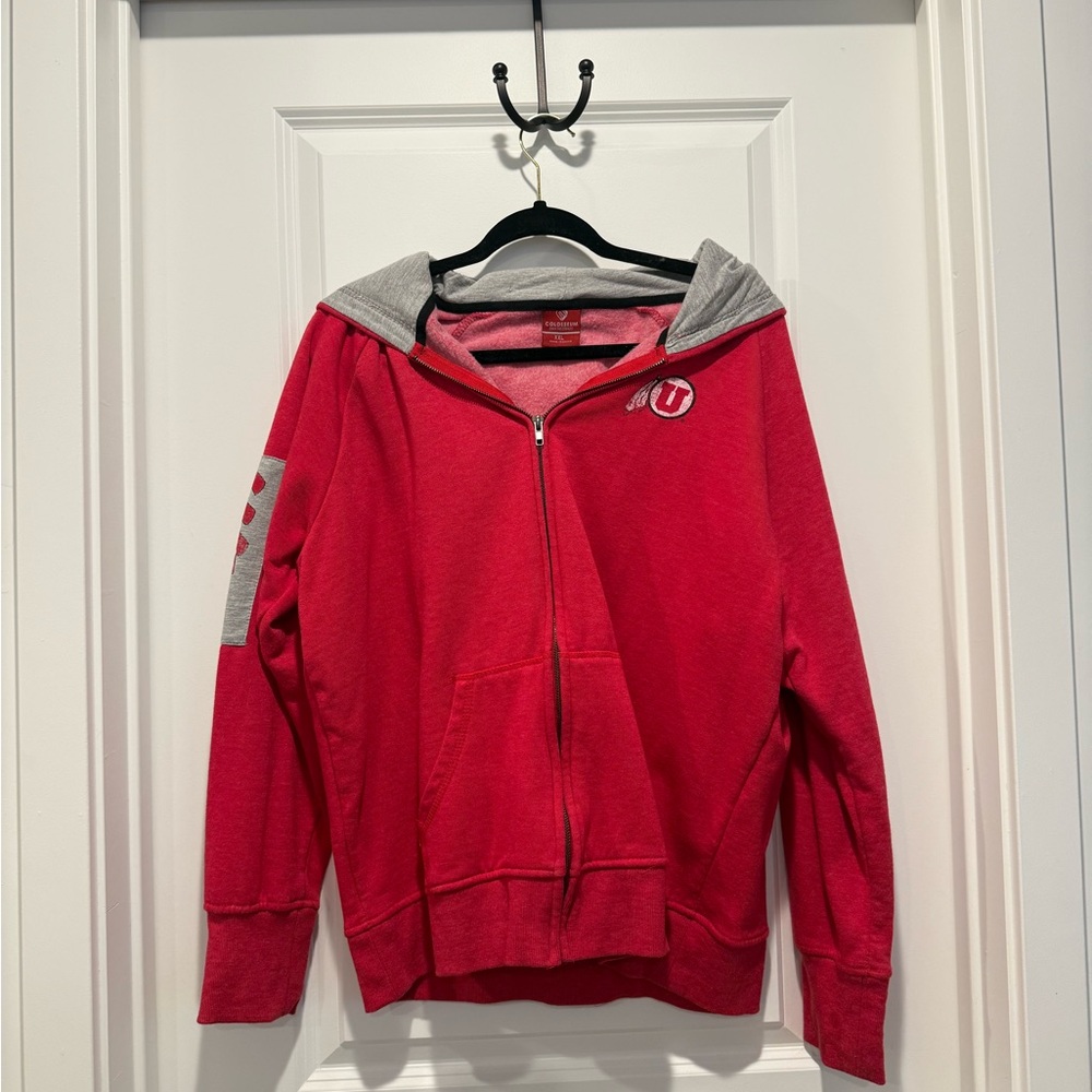 University of Utah - Red and Gray Zip-Up Hoodie